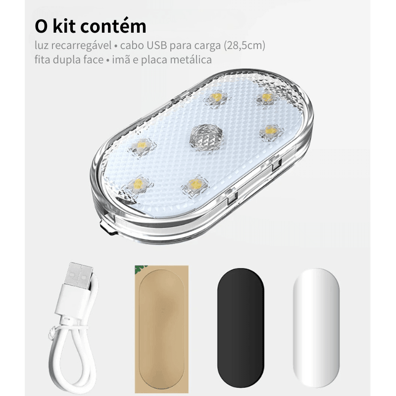 Luz Interna LED Recarregável para veículos - sensor de toque