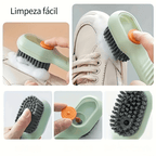Escova para limpeza de tênis com dispenser para detergente