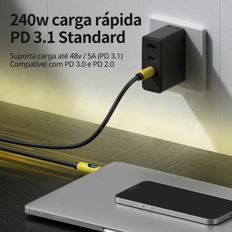 Cabo USB-C com Display LED