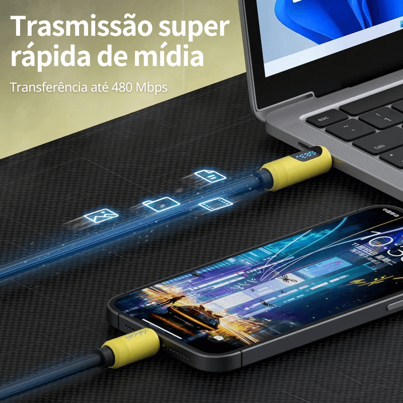 Cabo USB-C com Display LED