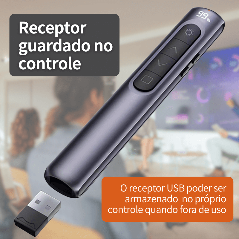 Apresentador Sem Fio com Laser Pointer e Display Digital – Design Inovador