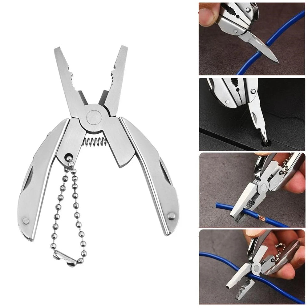 Mini Alicate Multifuncional Dobrável em Chaveiro