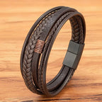 Pulseira de Couro Multicamadas – MARROM