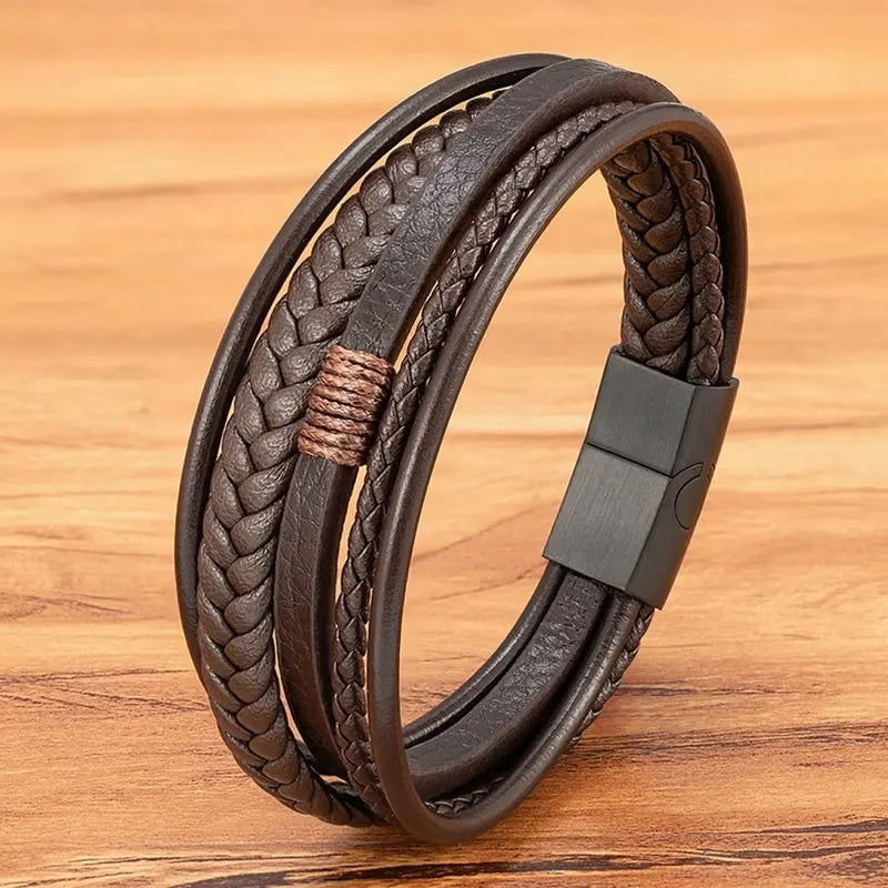 Pulseira de Couro Multicamadas – MARROM (Copy)