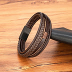 Pulseira de Couro Multicamadas – MARROM