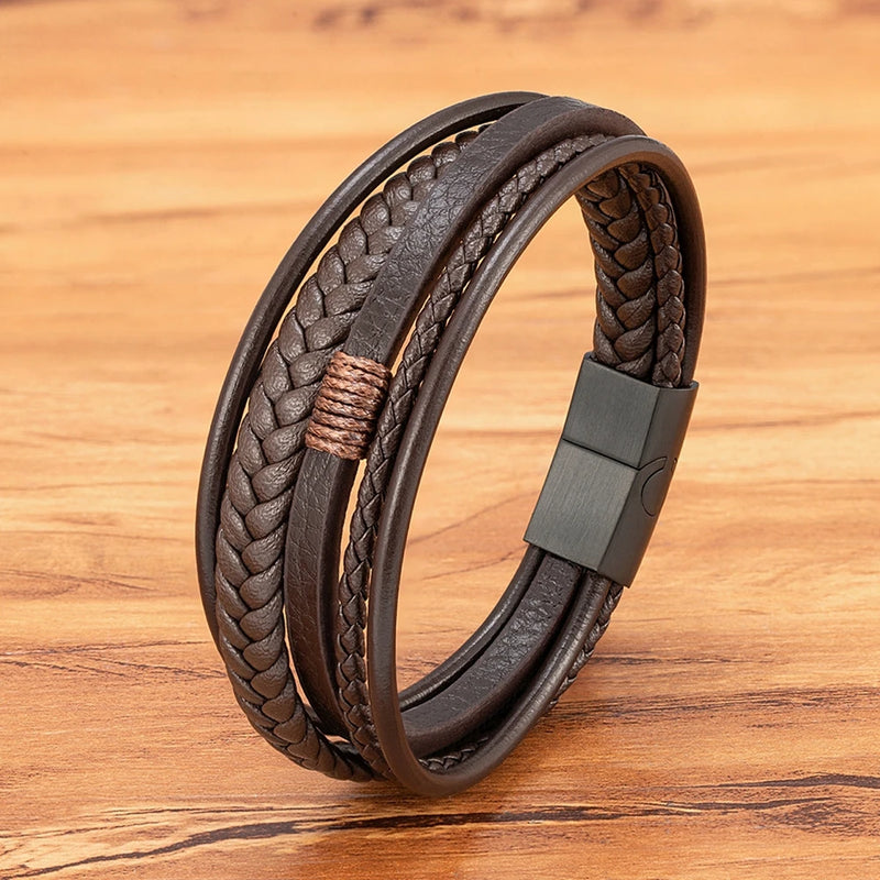 Pulseira de Couro Multicamadas – MARROM (Copy)